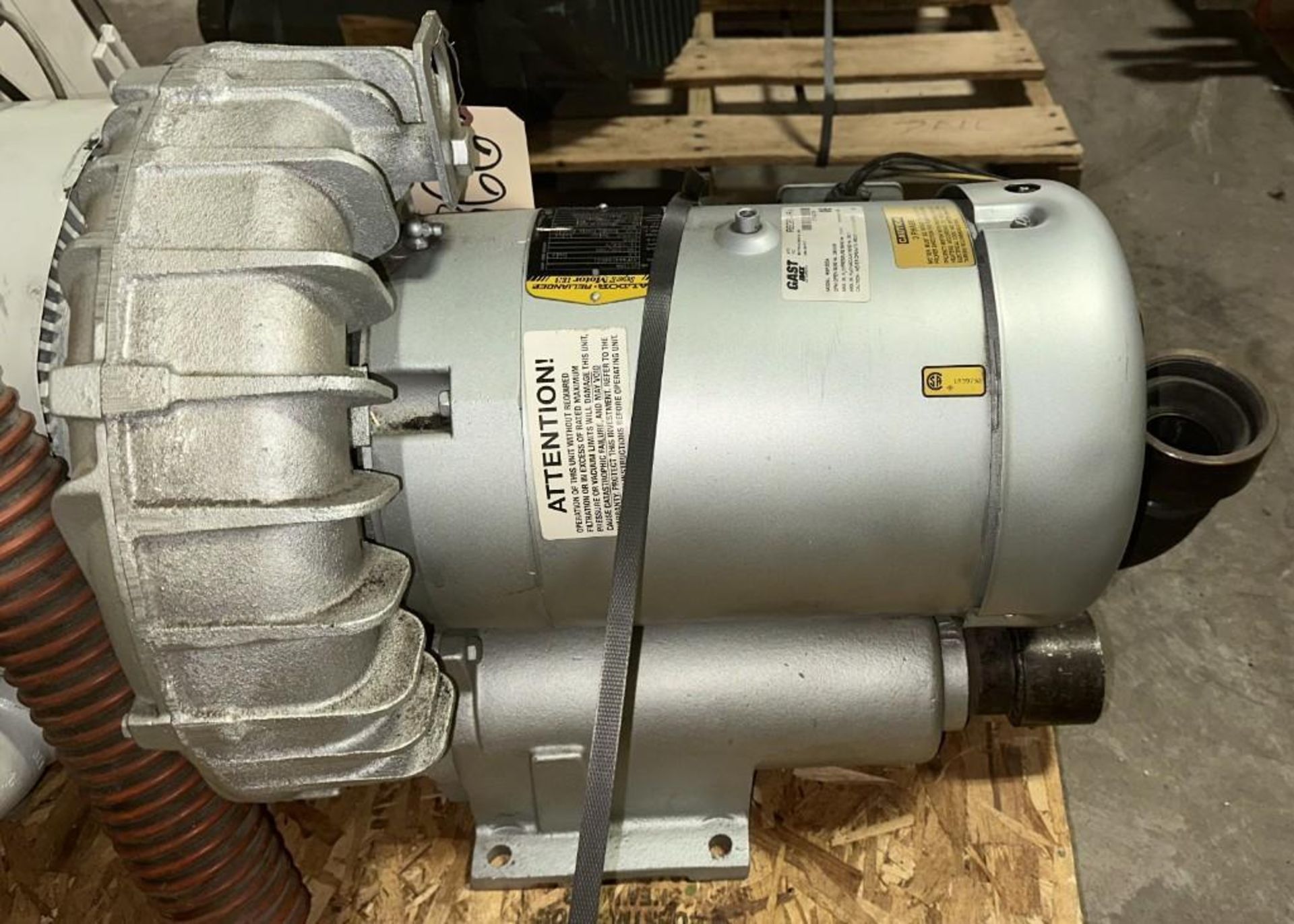 Gast Regenair #R6P355A 3PH, Vacuum Blower w/ Baldor #J1110A / Spec. 37F444Y445G1 SuperE Motor - Image 2 of 7