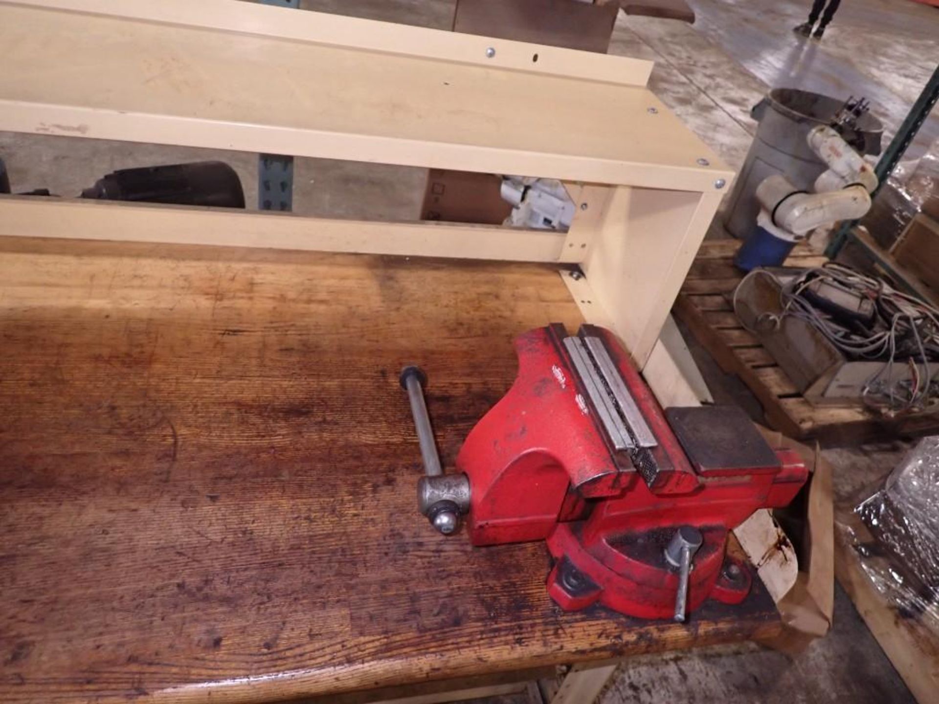Wood Top Work Bench w/ Vise - Image 3 of 6