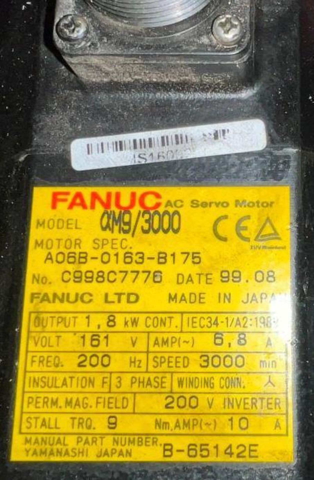 Lot of (2) Fanuc #A06B-0163-B175 Servo Motors - Image 3 of 4