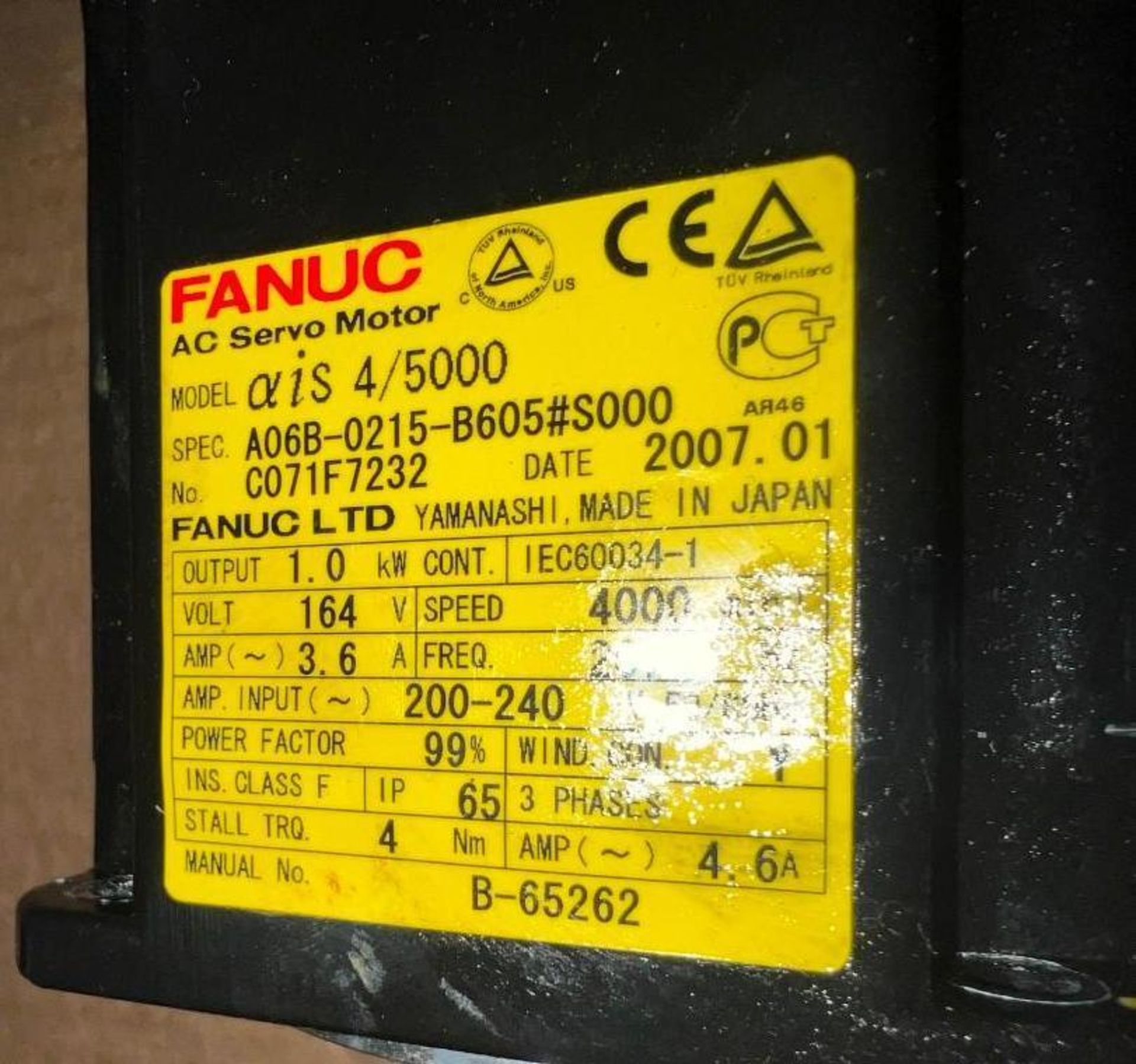 Lot of (5) Fanuc #A06B-0215-B605#S000 Servo Motors - Image 3 of 8