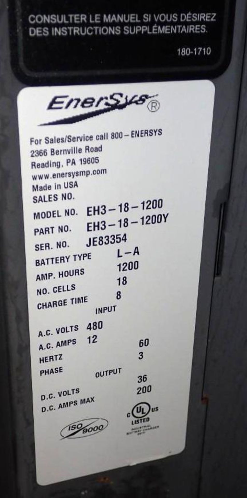 EnerSys Enforcer #EH3-18-1200 Electric Forklift Battery Charger - Image 5 of 5