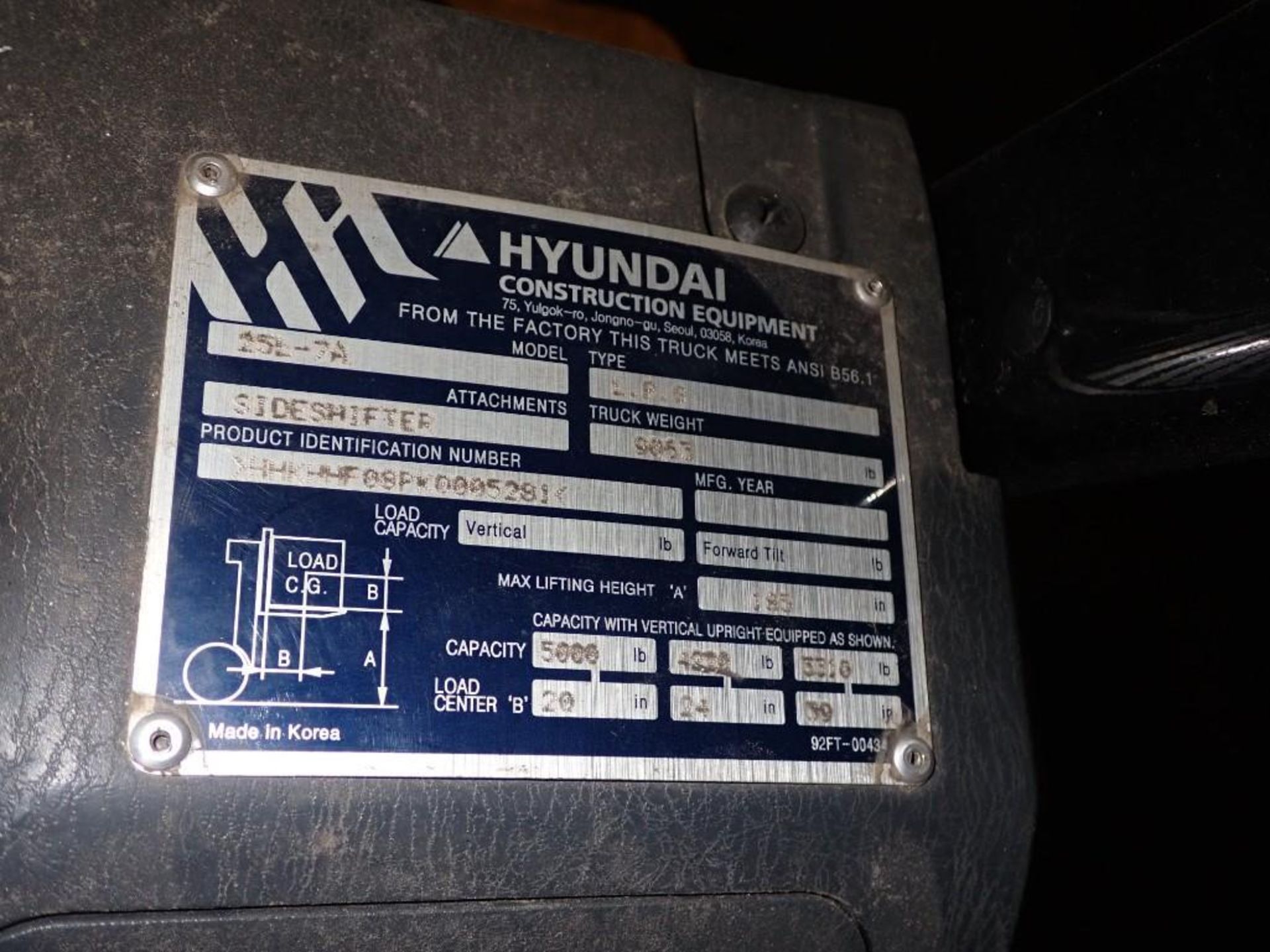 *NEW 2019* 5,000 Lb. Hyundai #25L-7A LP Lift Truck - Image 8 of 9