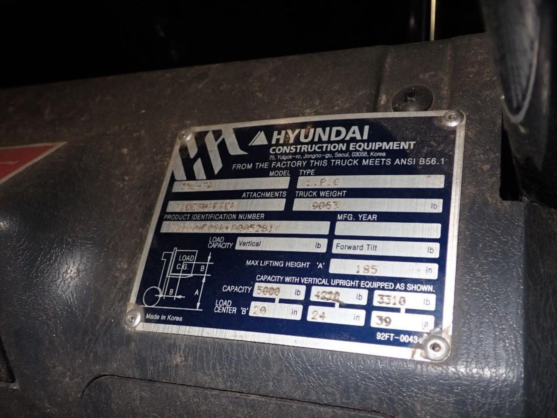 *NEW 2019* 5,000 Lb. Hyundai #25L-7A LP Lift Truck - Image 9 of 9