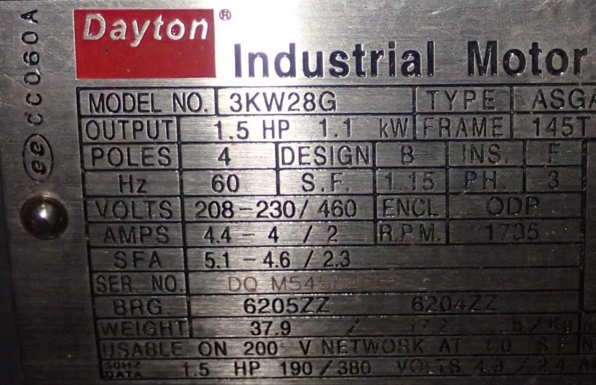 1.5 HP Dayton #3KW28G Motor - Image 4 of 5