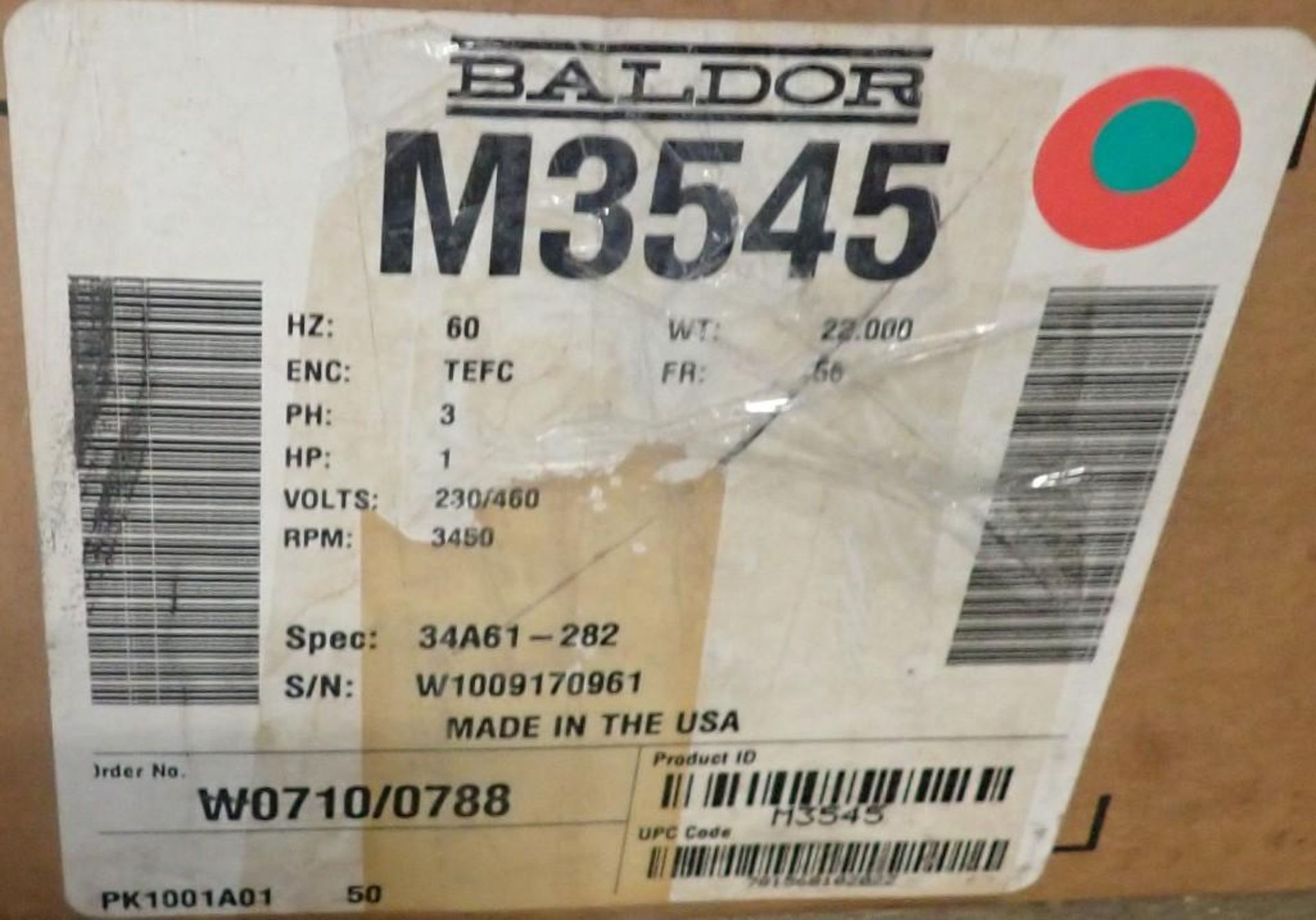 Lot of (2) 1 HP Baldor #M3545 Motors - Image 4 of 5