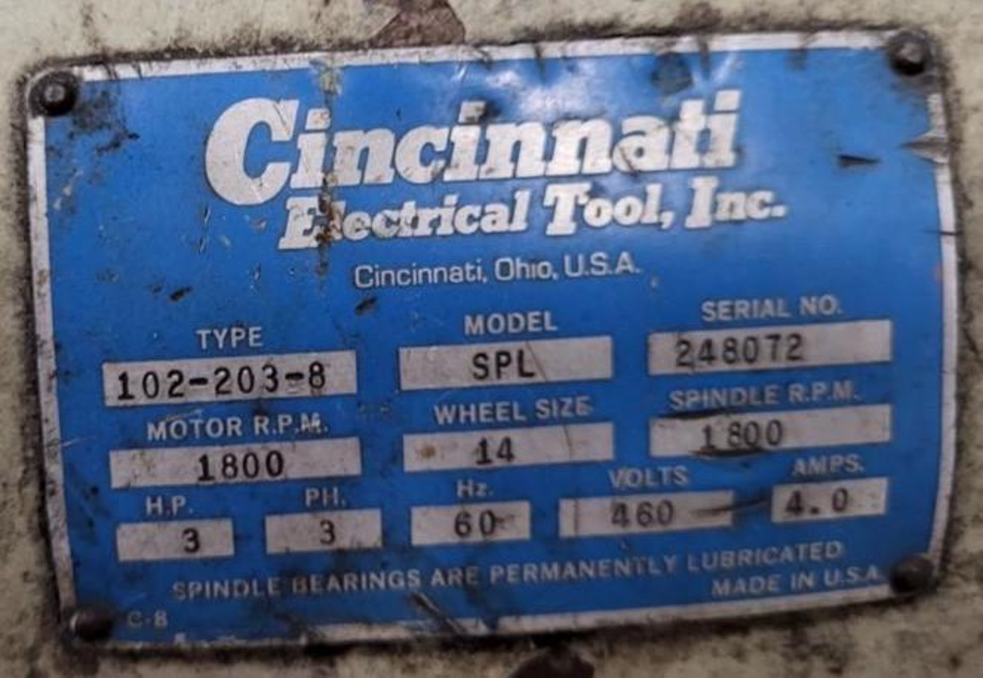 Cincinnati SPL Tool Pedestal Grinder - Image 2 of 6