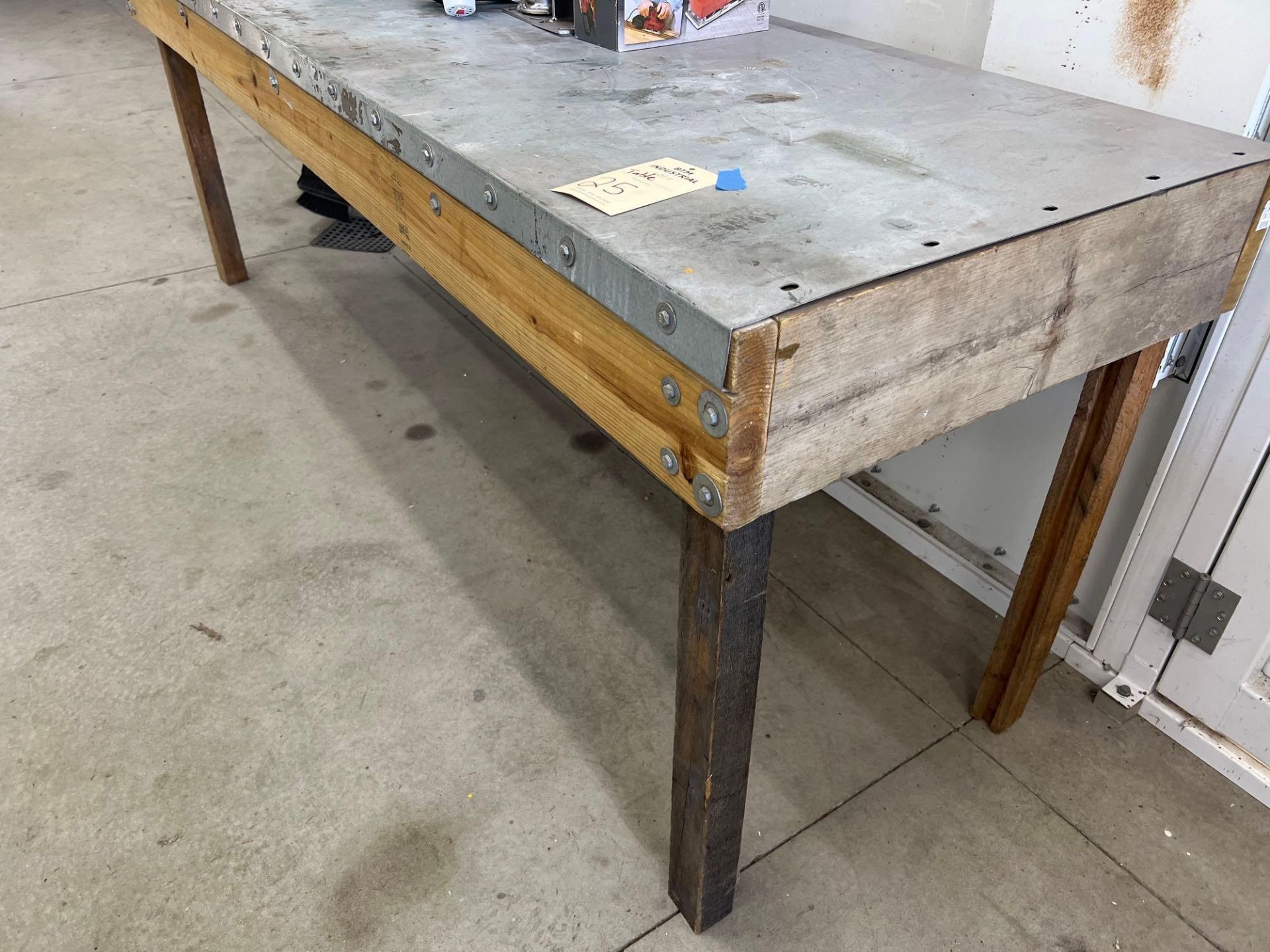 Wood Workbench with Metal Top - Image 2 of 2