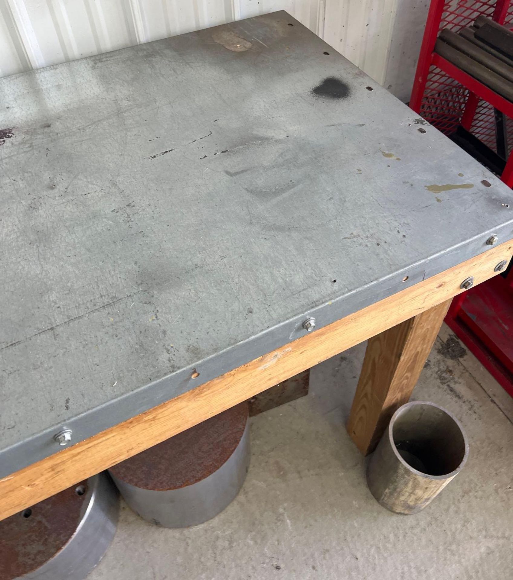 120"x30"x35" Wood Workbench with Metal Top - Image 3 of 7
