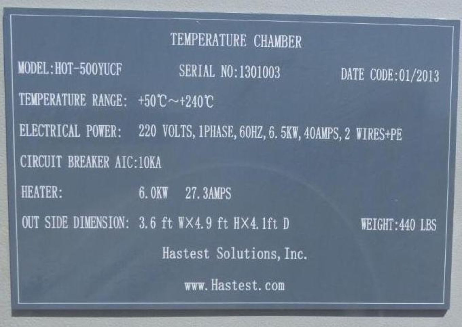 Hastest Solutions HOT-500YUCF Temperature Chamber - Image 3 of 7