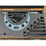 Mitutoyo 104-137 Interchangeable Anvil Outside Micrometer Set, 0 - 6in