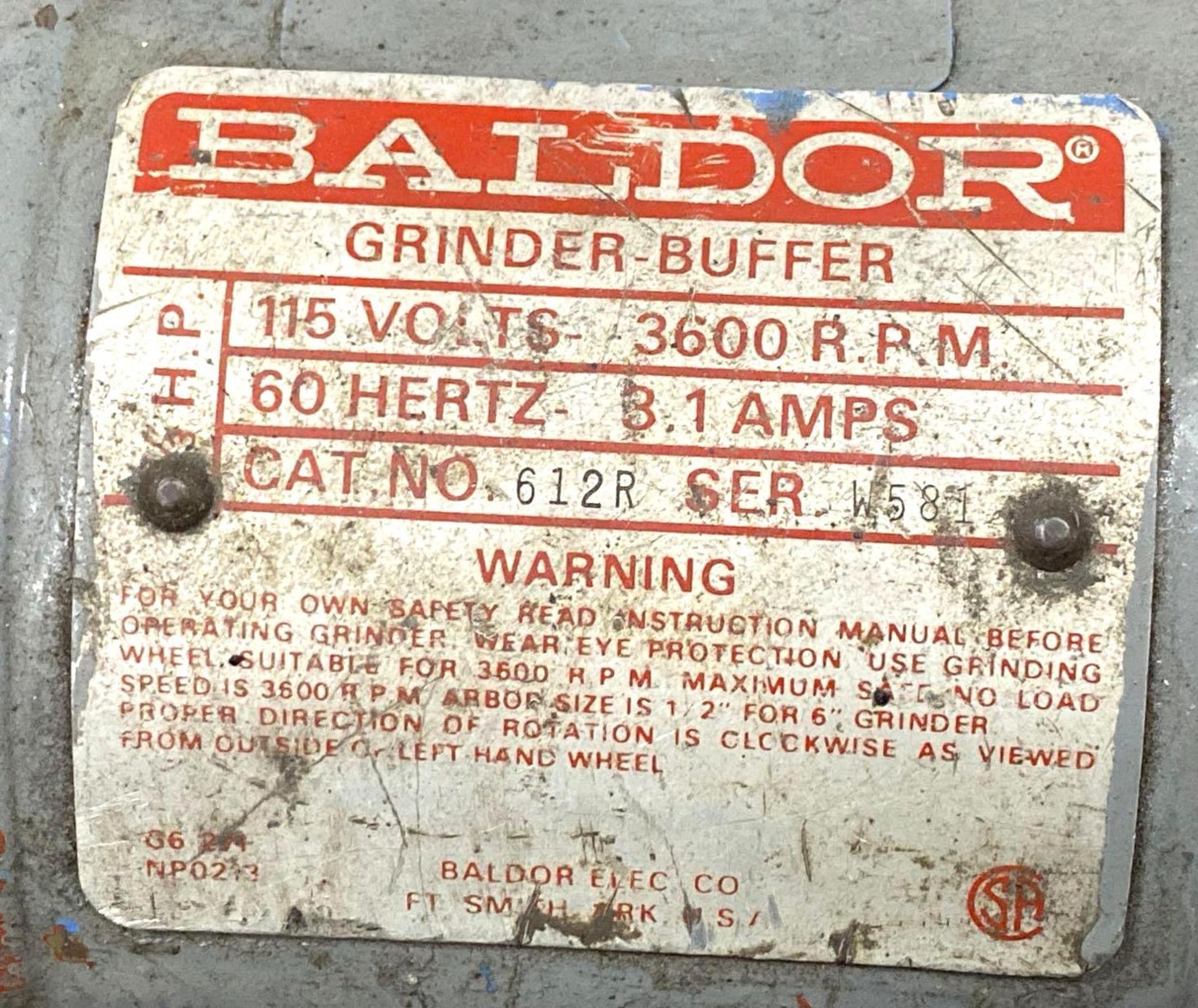 6” DE Baldor Bench Grinder / Buffer, 115V - Image 3 of 3