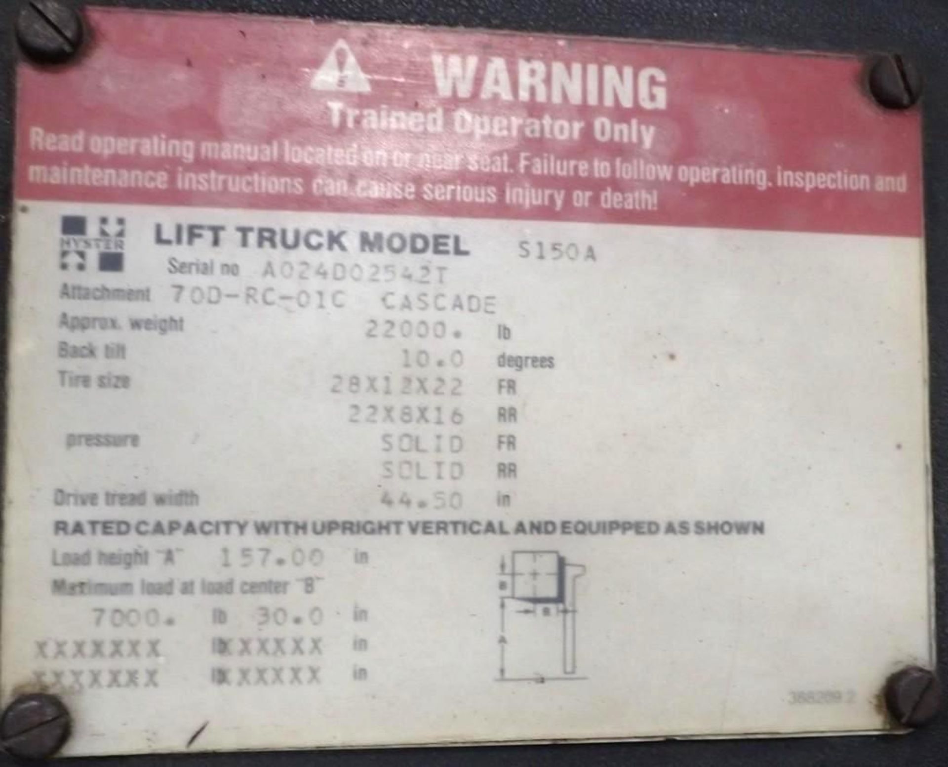 15,000 Lb. Hyster #S150A Lift Truck - Image 8 of 8