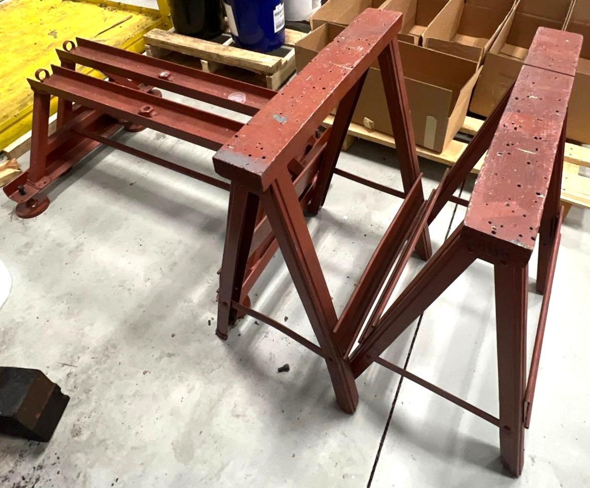 Set of (2) Wood and Metal Sawhorses