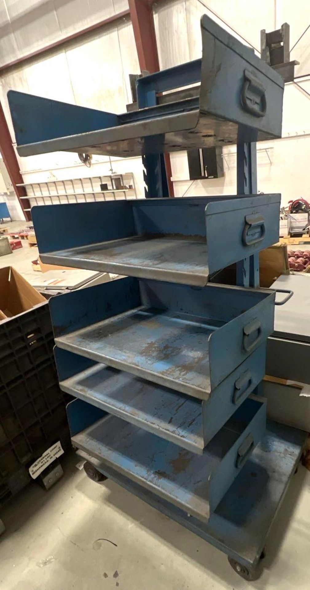 Steel Roll-a-Round Shop Storage Cart w/ Adjustable Trays