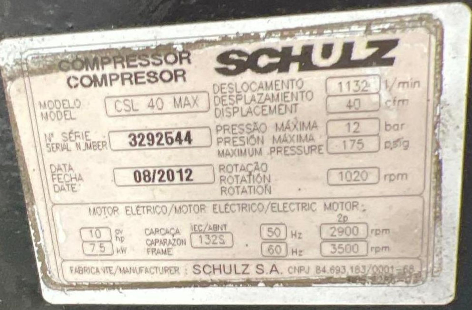 10 HP Schulz #CSL 40 MAX Air Compressor - Image 6 of 7