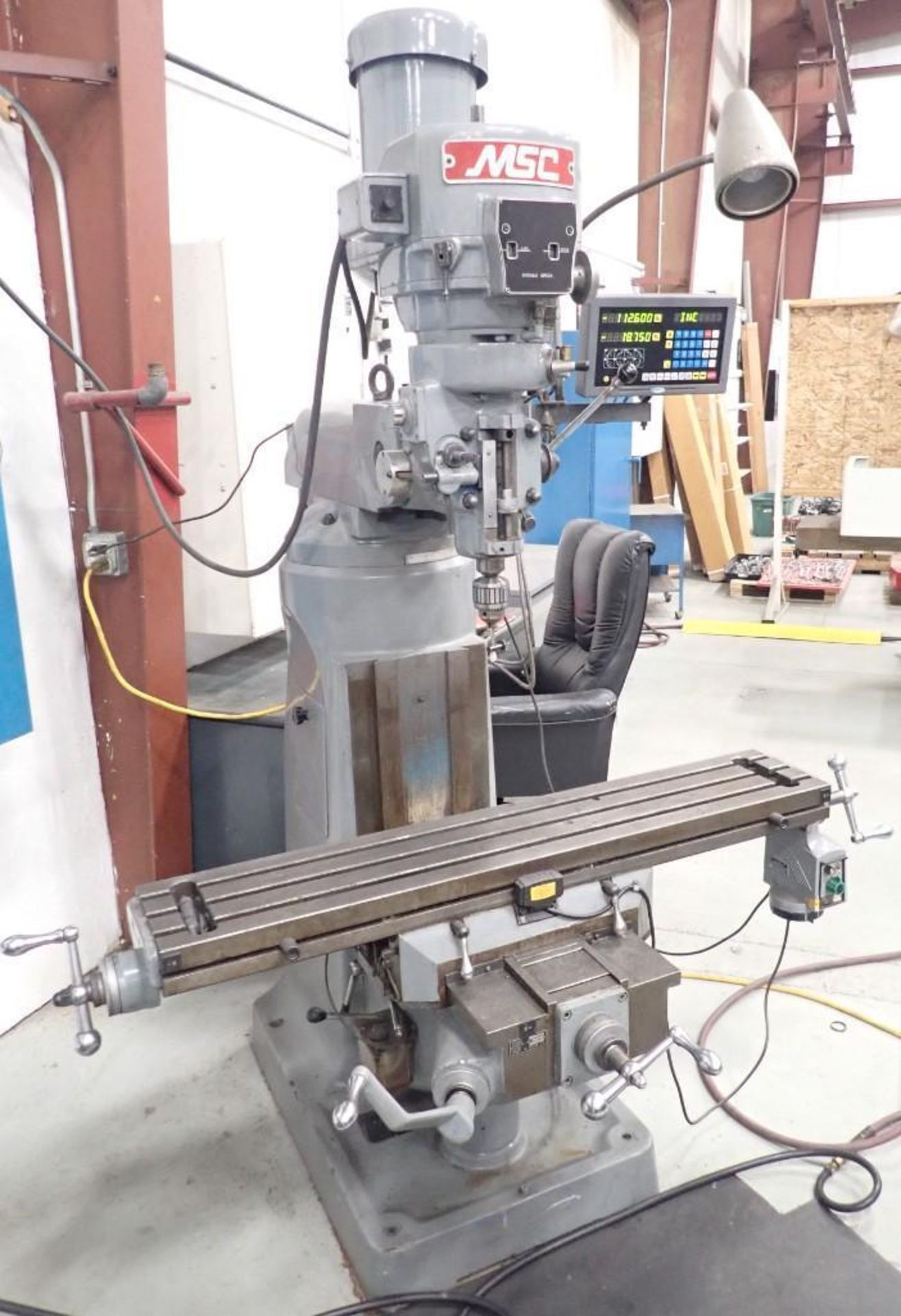 MSC Vertical Mill w/ 2 Axis DRO, PF on Table - Image 2 of 5