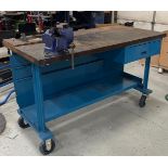 Work Desk on Wheels with Vise and Saw