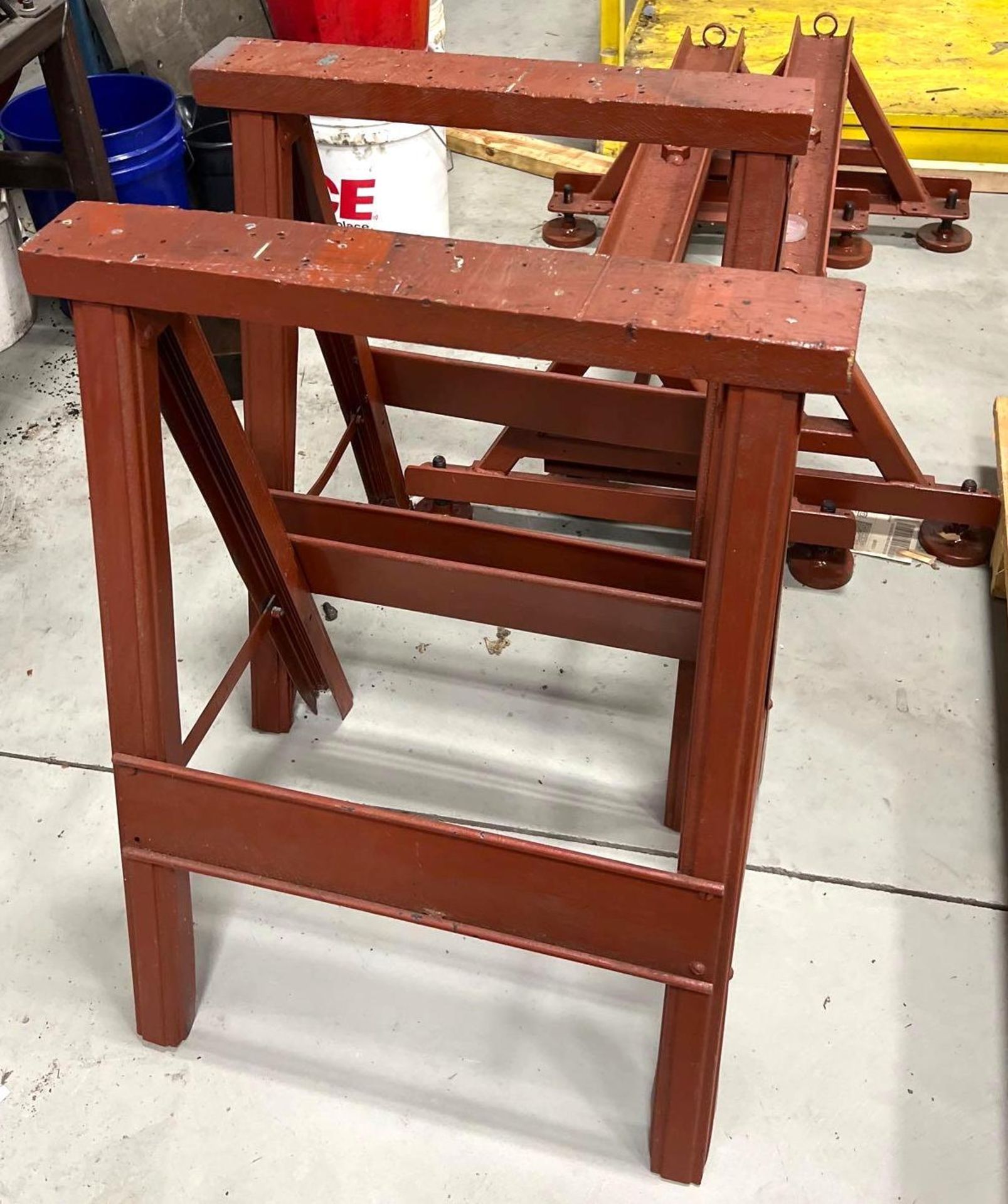 Set of (2) Wood and Metal Sawhorses - Image 2 of 5