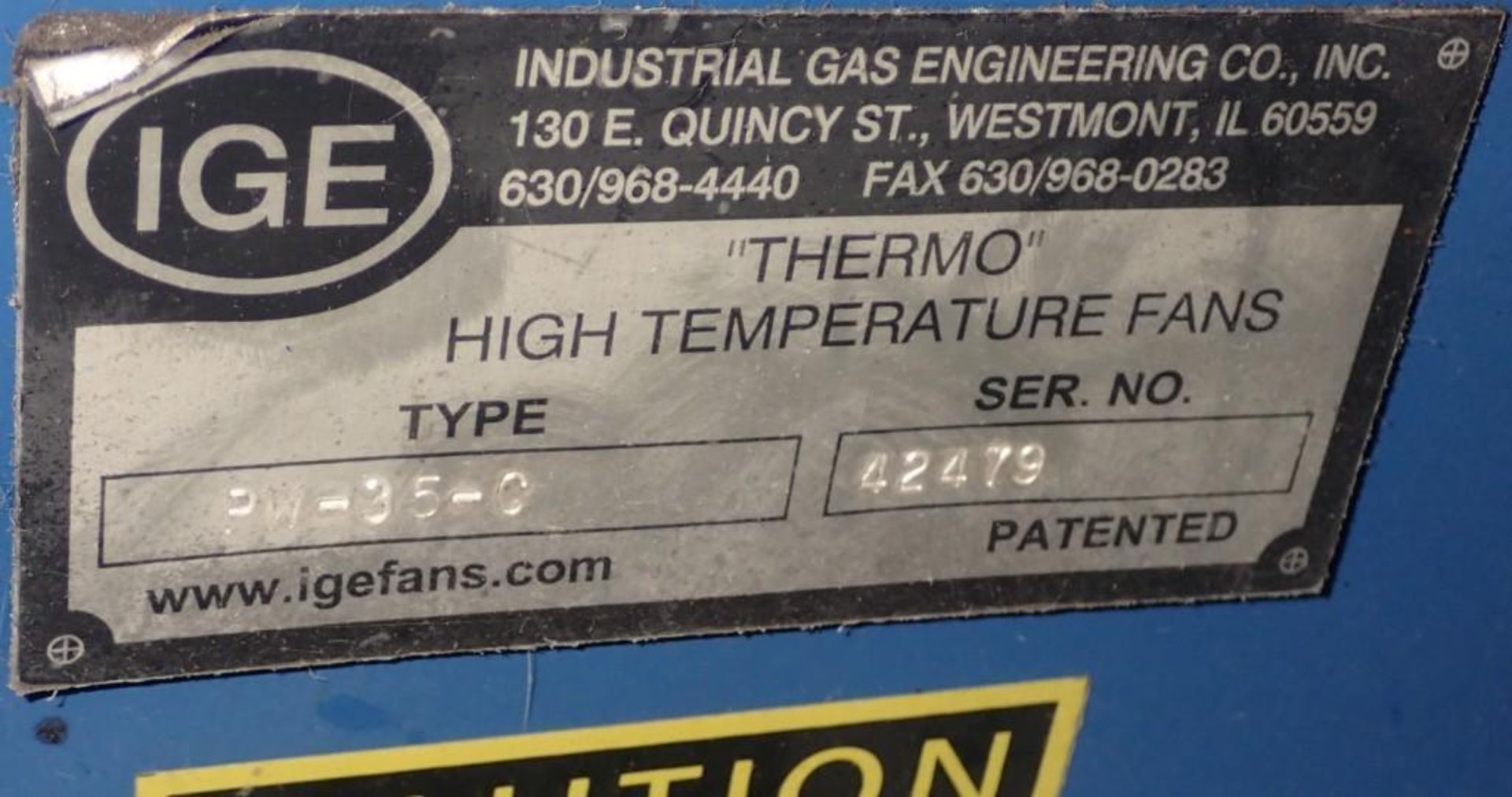 IGE #PW-35-C "Thermo" High Temperature Fan - Image 5 of 5