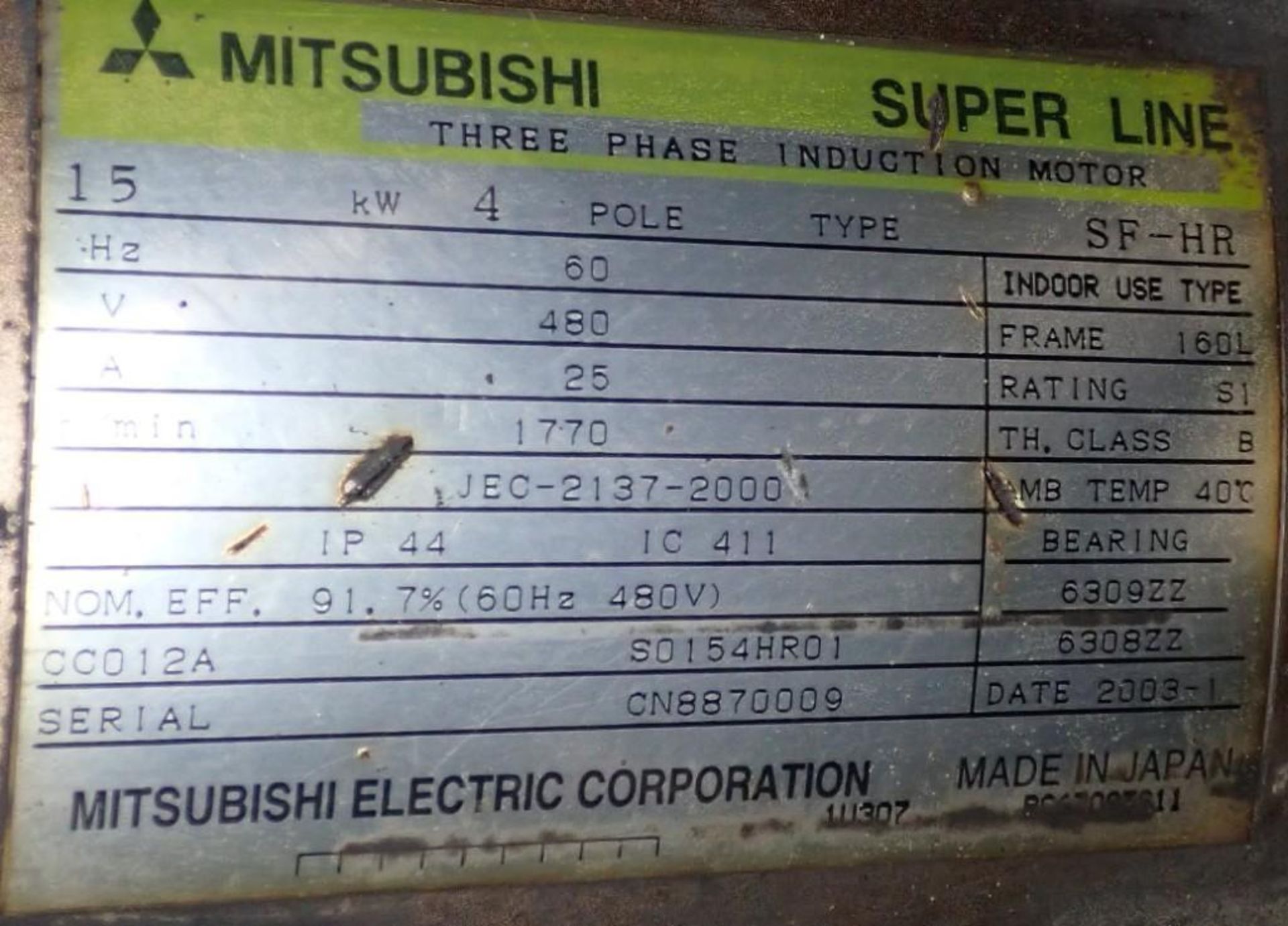 15 KW Mitsubishi #SF-HR Super Line Induction Motor - Image 4 of 5