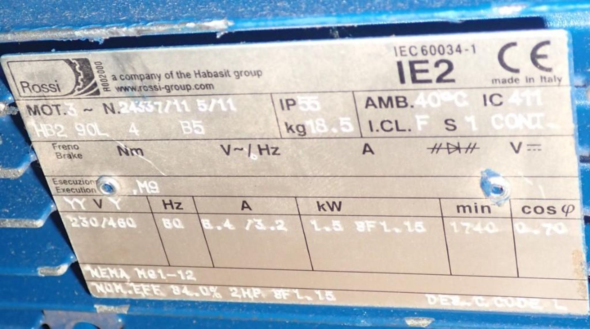 Rossi Gear Reducer w/ Motor - Image 3 of 4