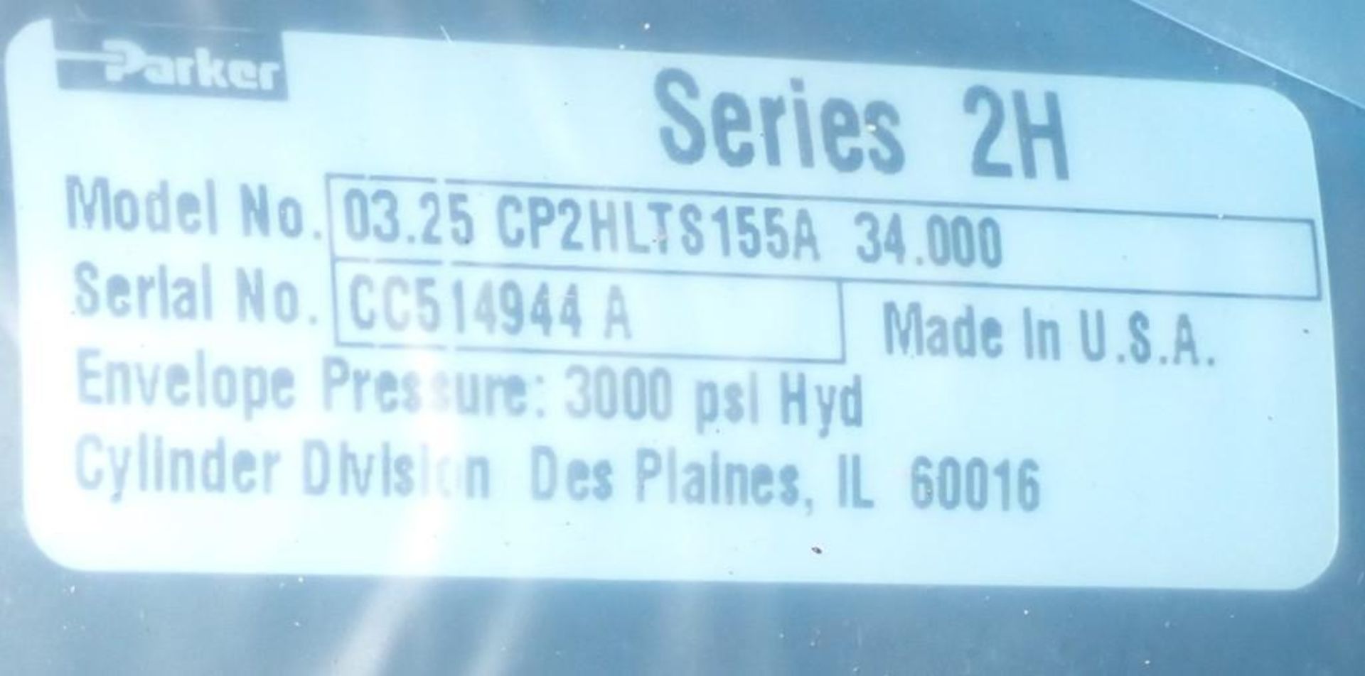 Parker #03.25 CP2HLTS155A 34.000 Series 2H Cylinder - Image 3 of 3