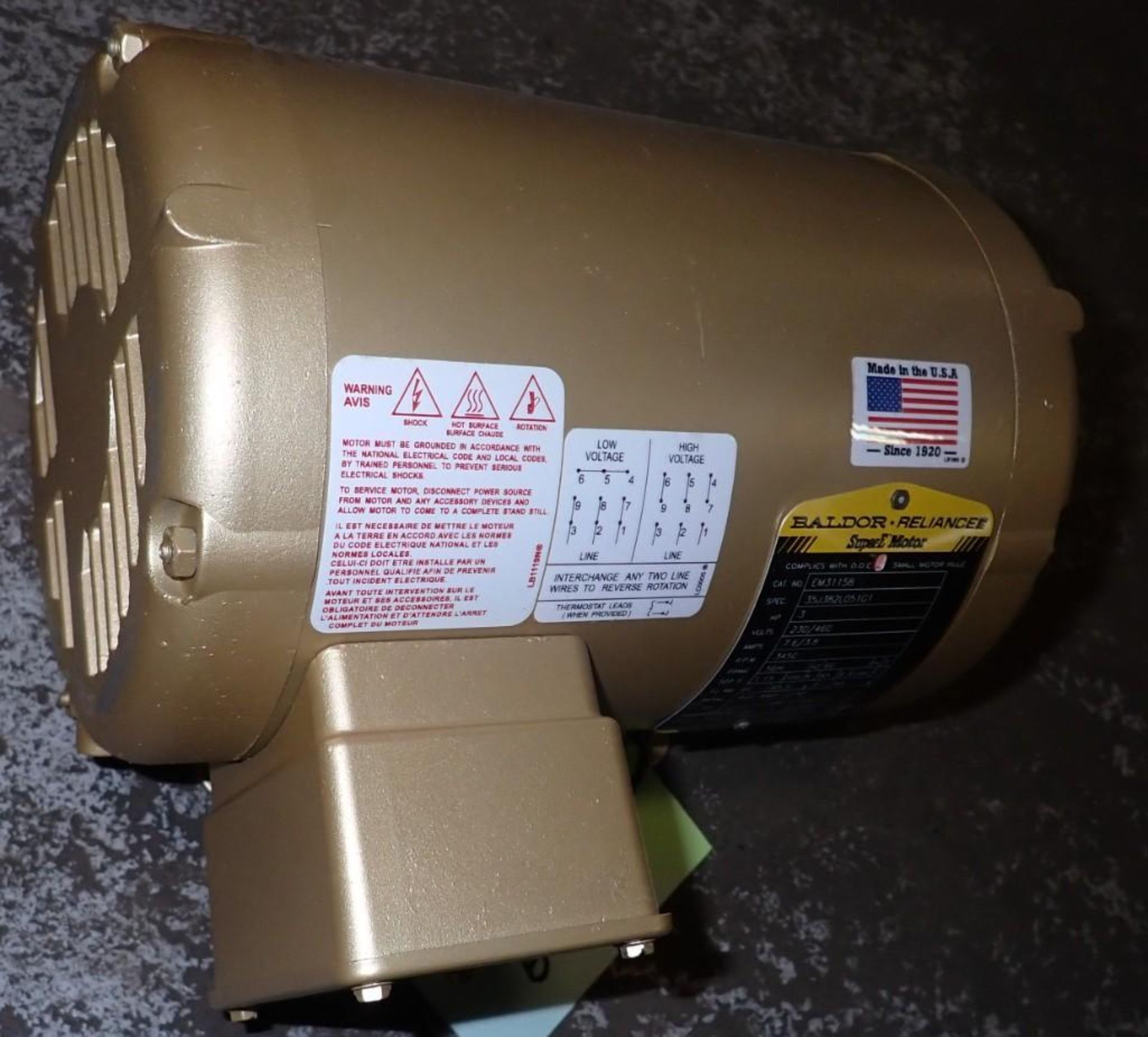 3 HP Baldor #EM31158 Motor - Image 2 of 4