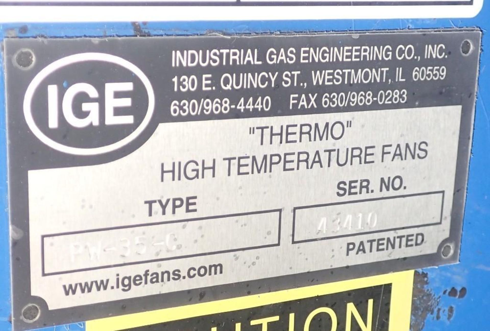 IGE #PW-35-C "Thermo" High Temperature Fan - Image 4 of 4