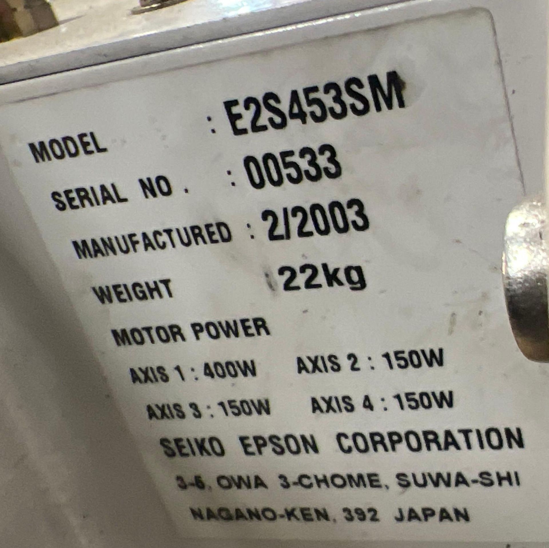 Epson E2S453SM 4-Axis Robot w/Controller - Image 4 of 5