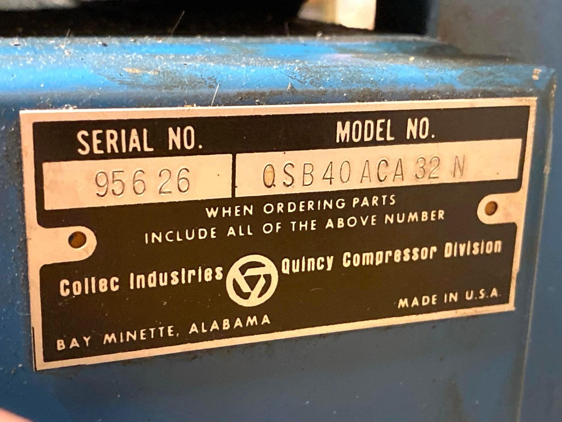 40 HP Quincy Rotary Screw QSB40ACA32N Air Compressor - Image 3 of 7
