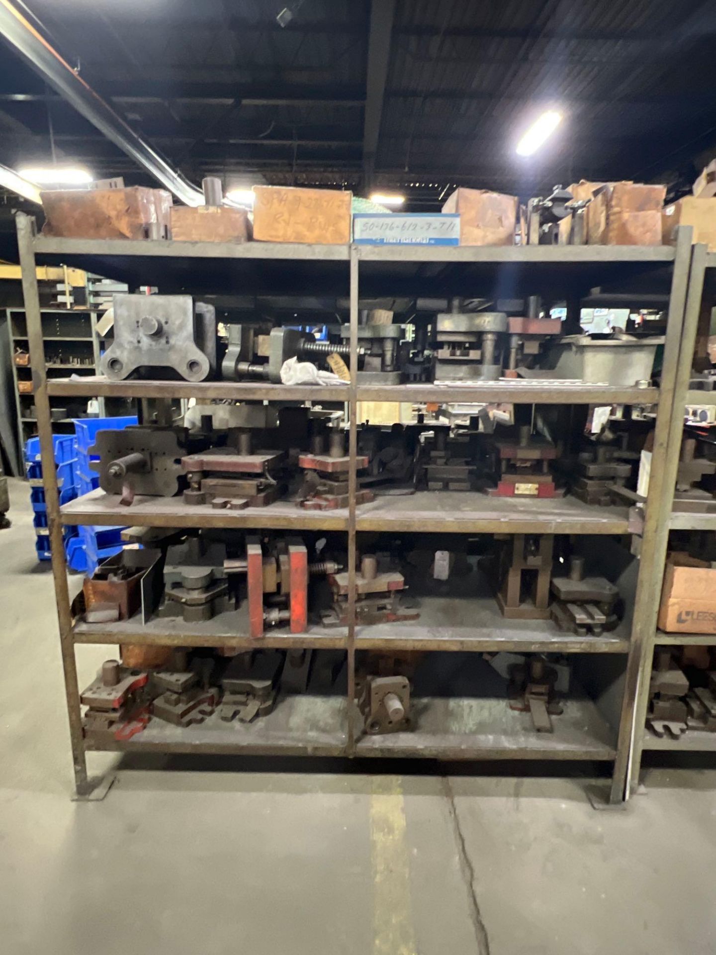 5 Shelf Steel Shelving Unit w/ Used Steel Die Sets