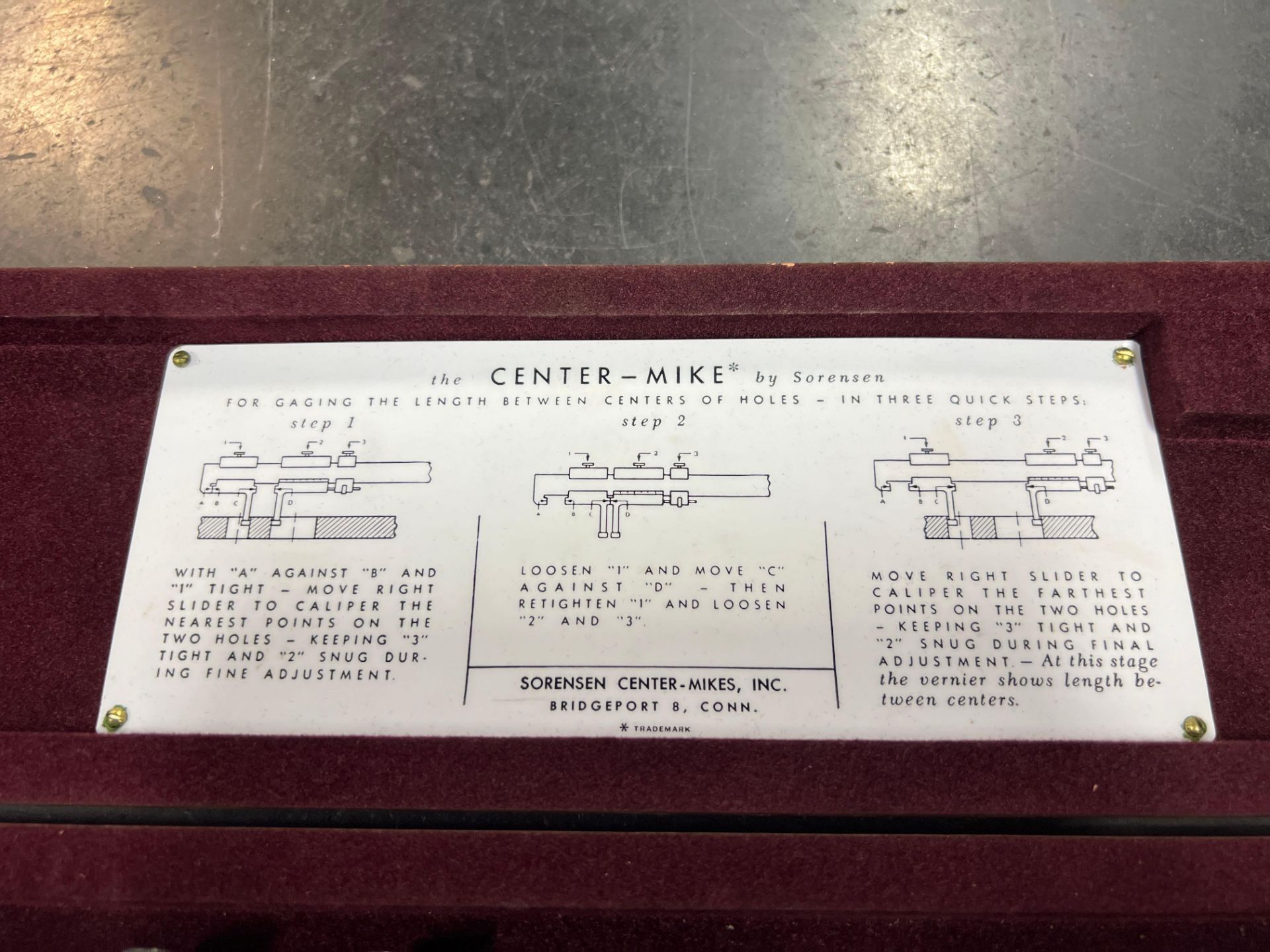 Sorensen Center-Mike Center Distance Vernier Gage w/ Wood Case - Image 2 of 3