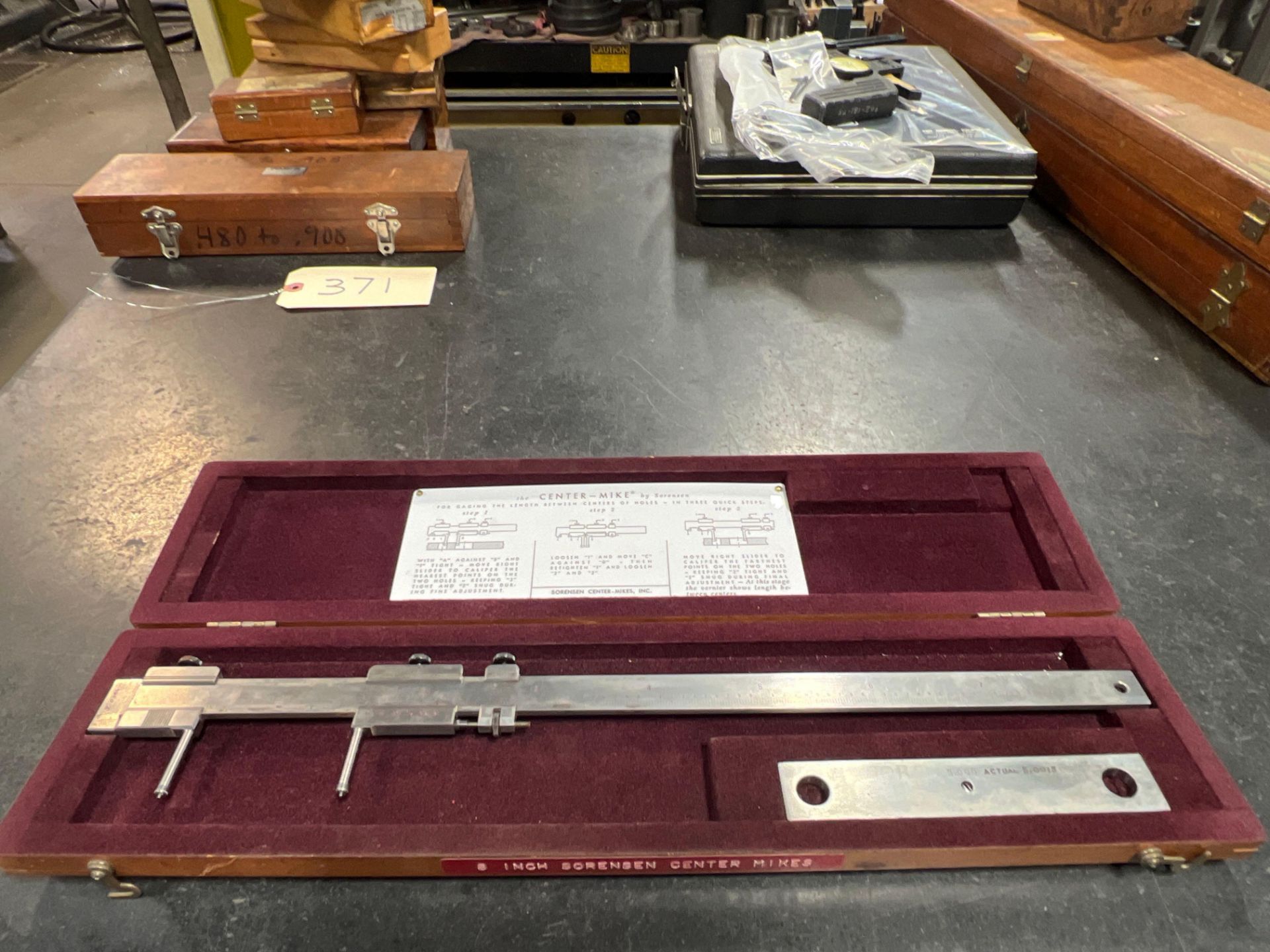 Sorensen Center-Mike Center Distance Vernier Gage w/ Wood Case