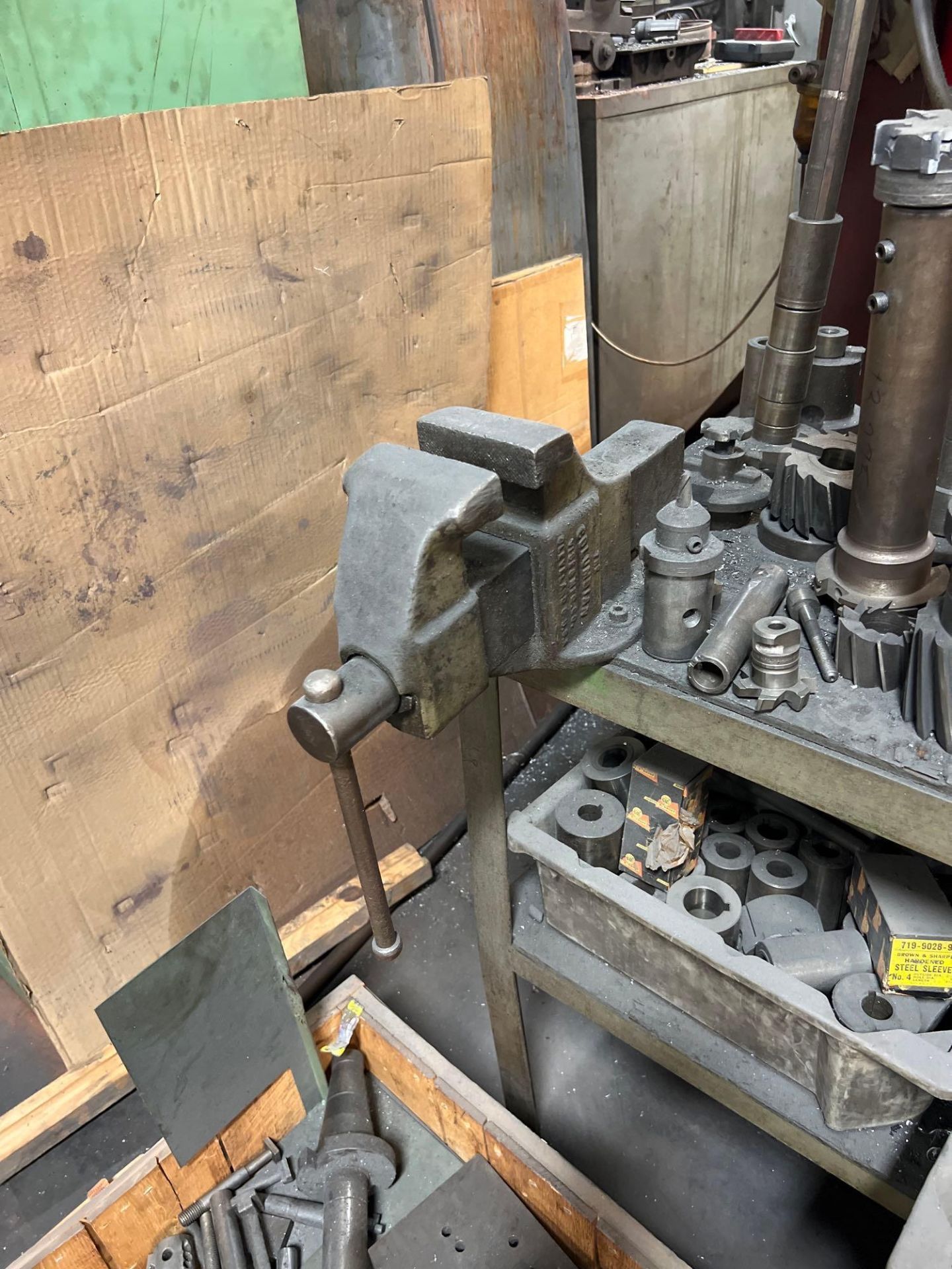 Tooling Bench w/ Vise & Machine Milling Arbors - Image 2 of 6