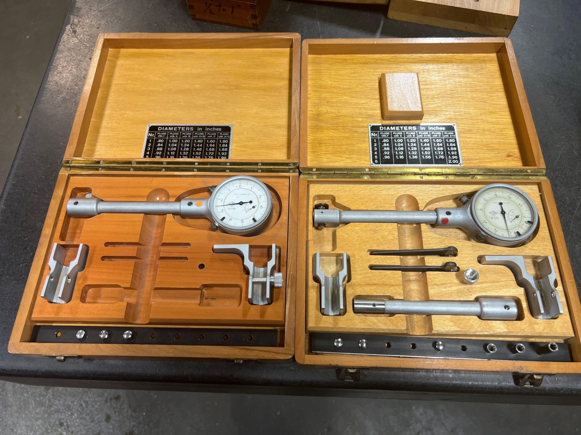 Lot of (2) Compac Dial Bore Gage Sets w/ Wood Cases