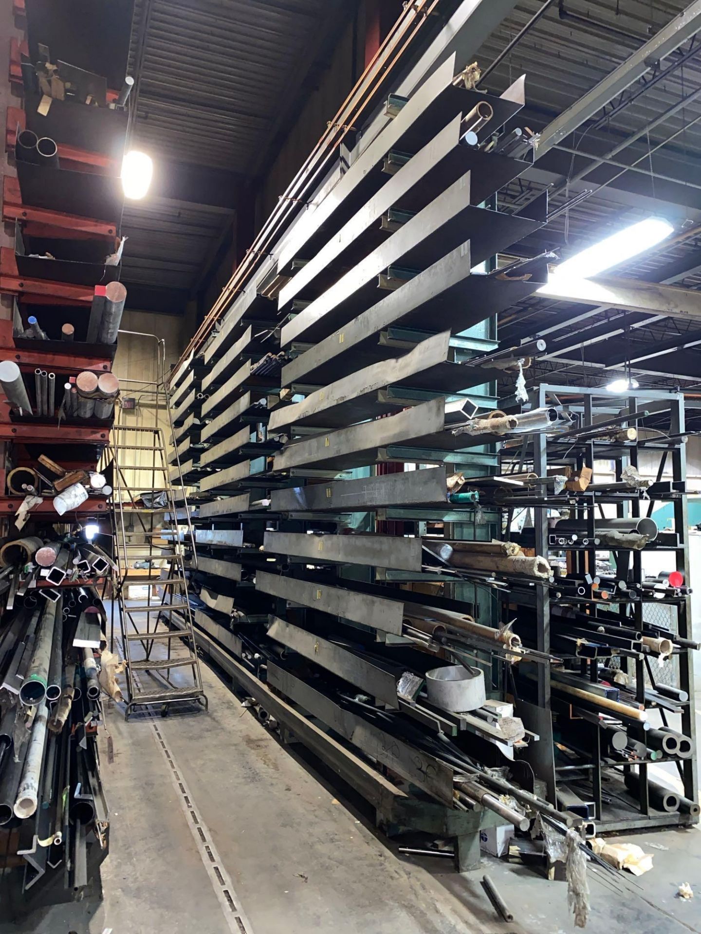 Loading fee TBD Cantilever Shelving w/ Steel, Aluminum, Pipe & Materials, Large Lot Cantilever Secti