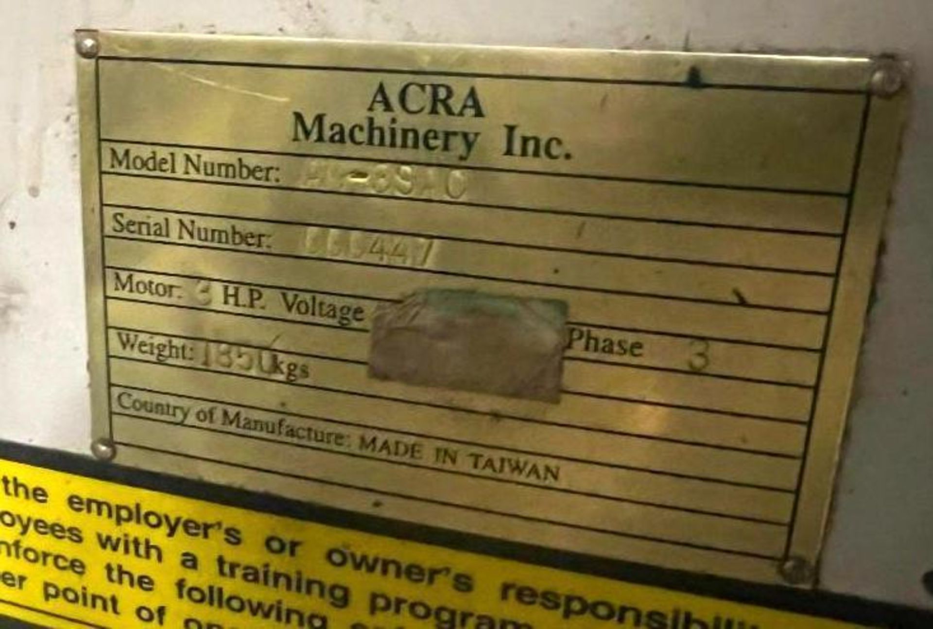Acra AM-3SAC CNC Milling Machine w/Anilam 3300MK - Image 7 of 8