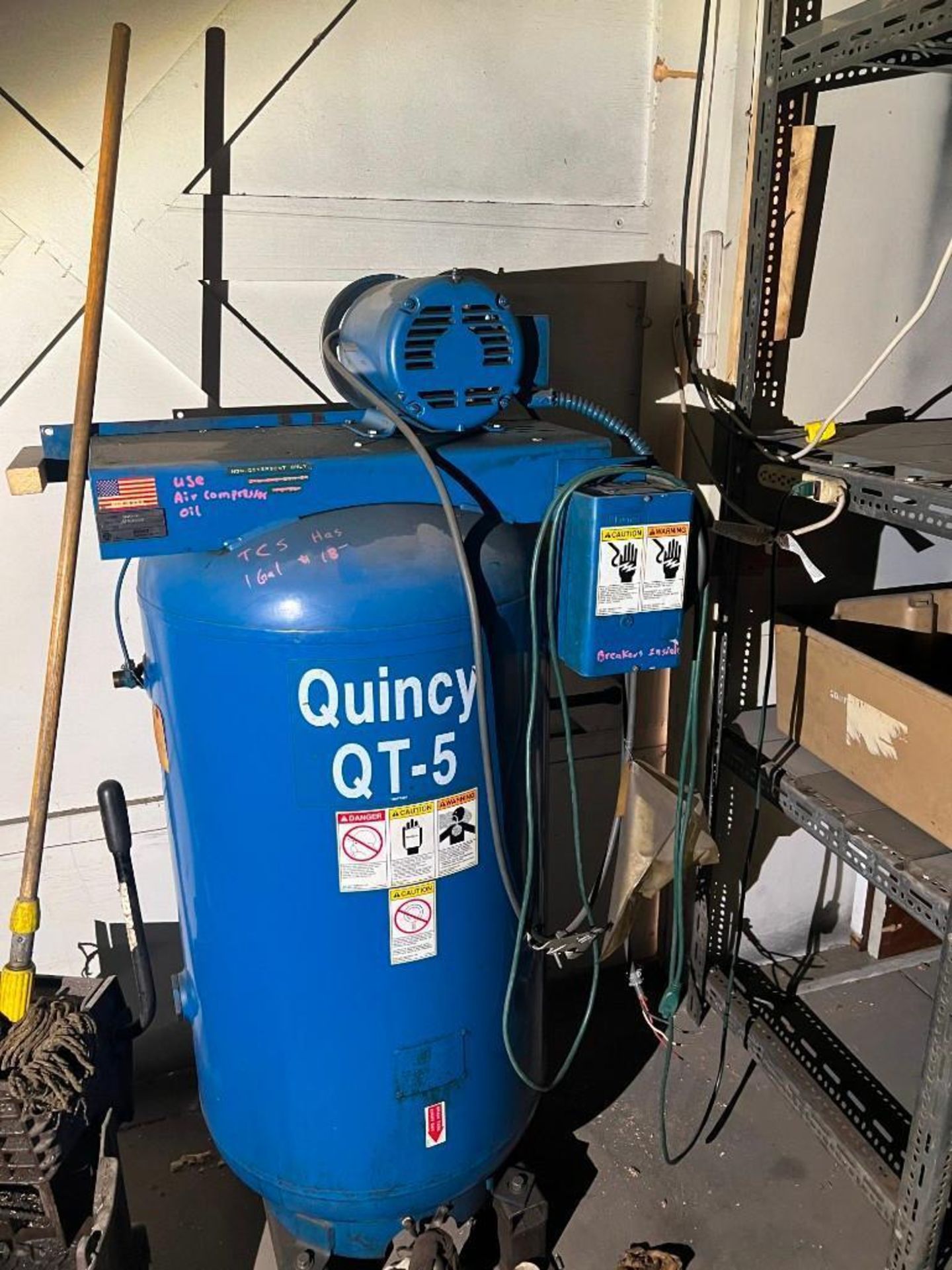 5 HP Quincy #QTV5-80 Air Compressor *NEEDS REPAIR* - Image 3 of 5