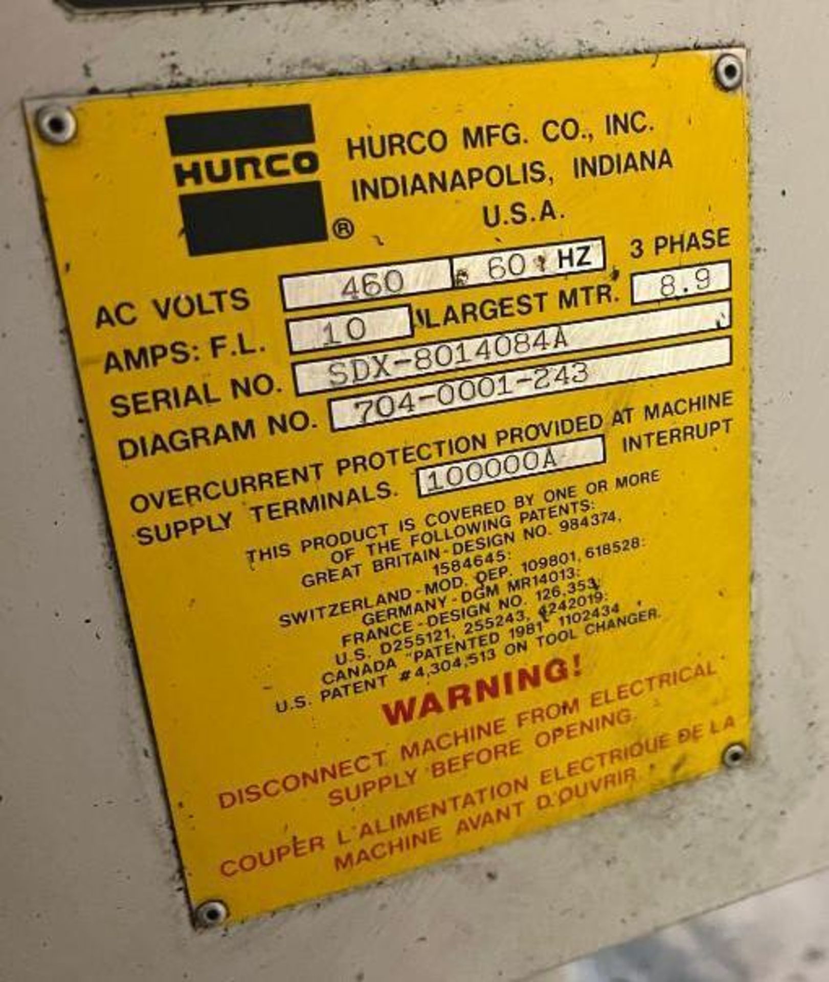 Hurco SM1 CNC Vertical Milling Machine - Image 4 of 7