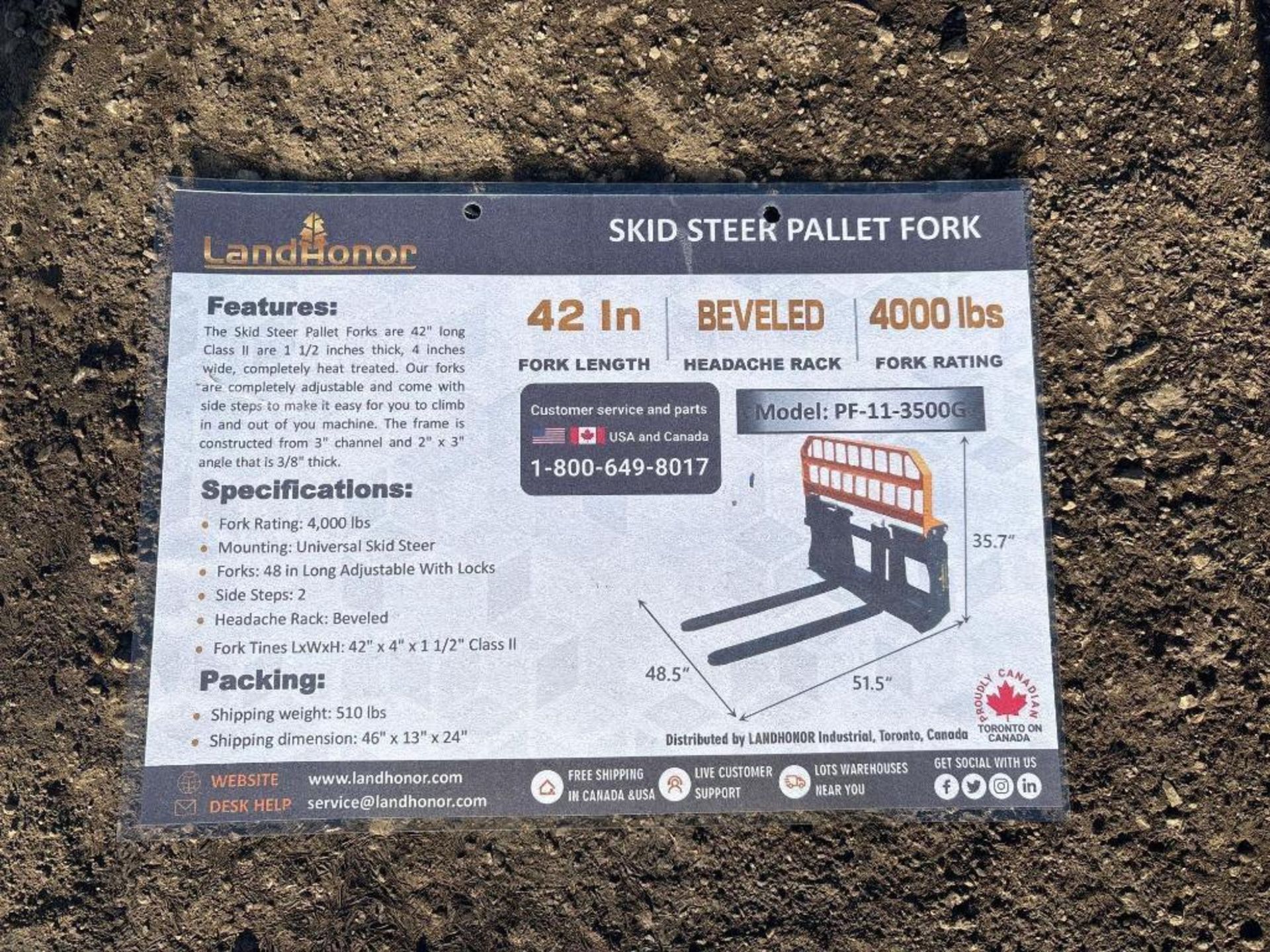 NEW LandHonor Pallet Fork Skidloader Attachment - Image 2 of 3