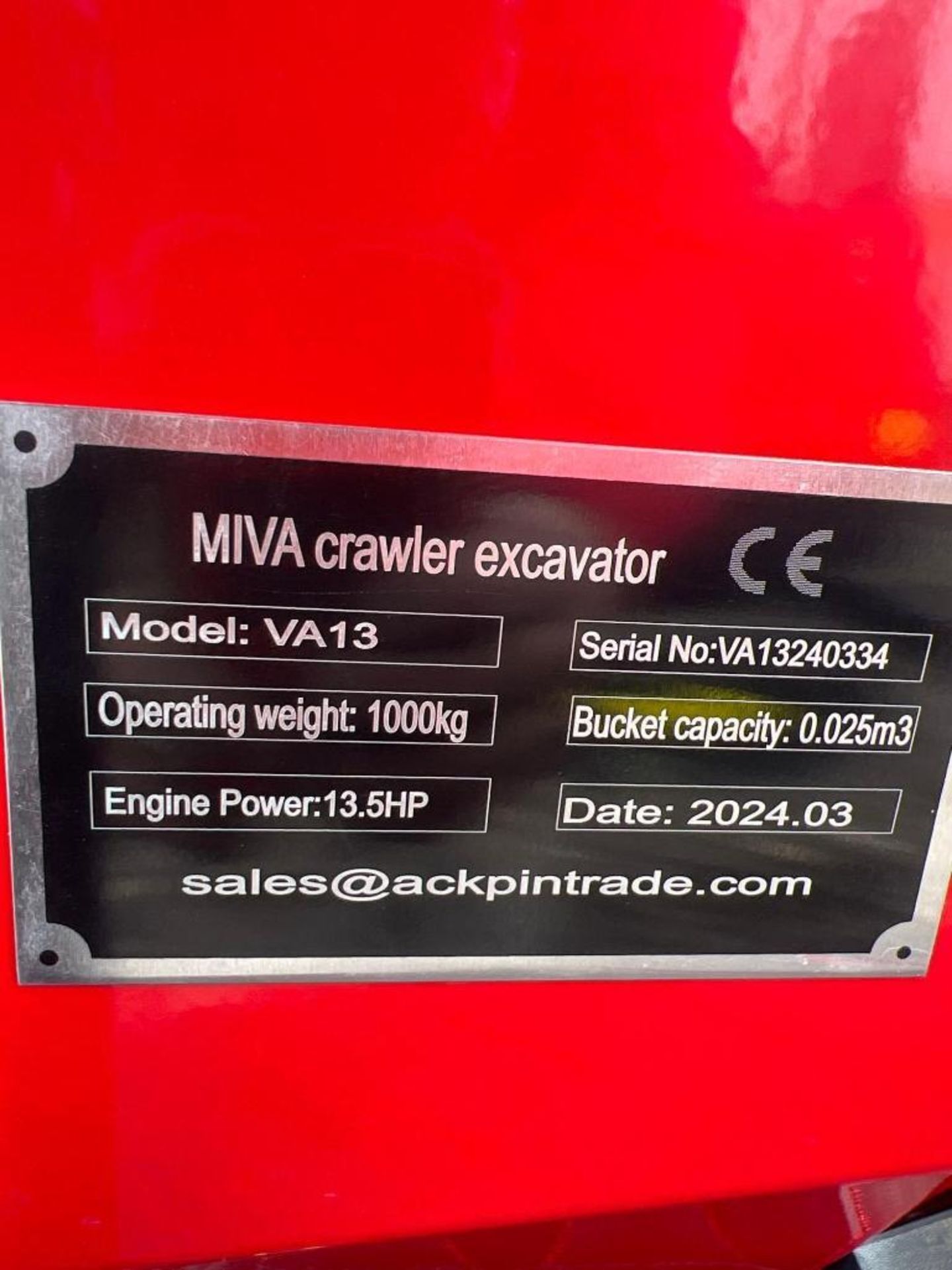 Miva VA13 Mini Excavator - Image 6 of 6