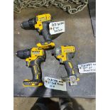 (3) 20v Cordless Dewalt Impact Drivers