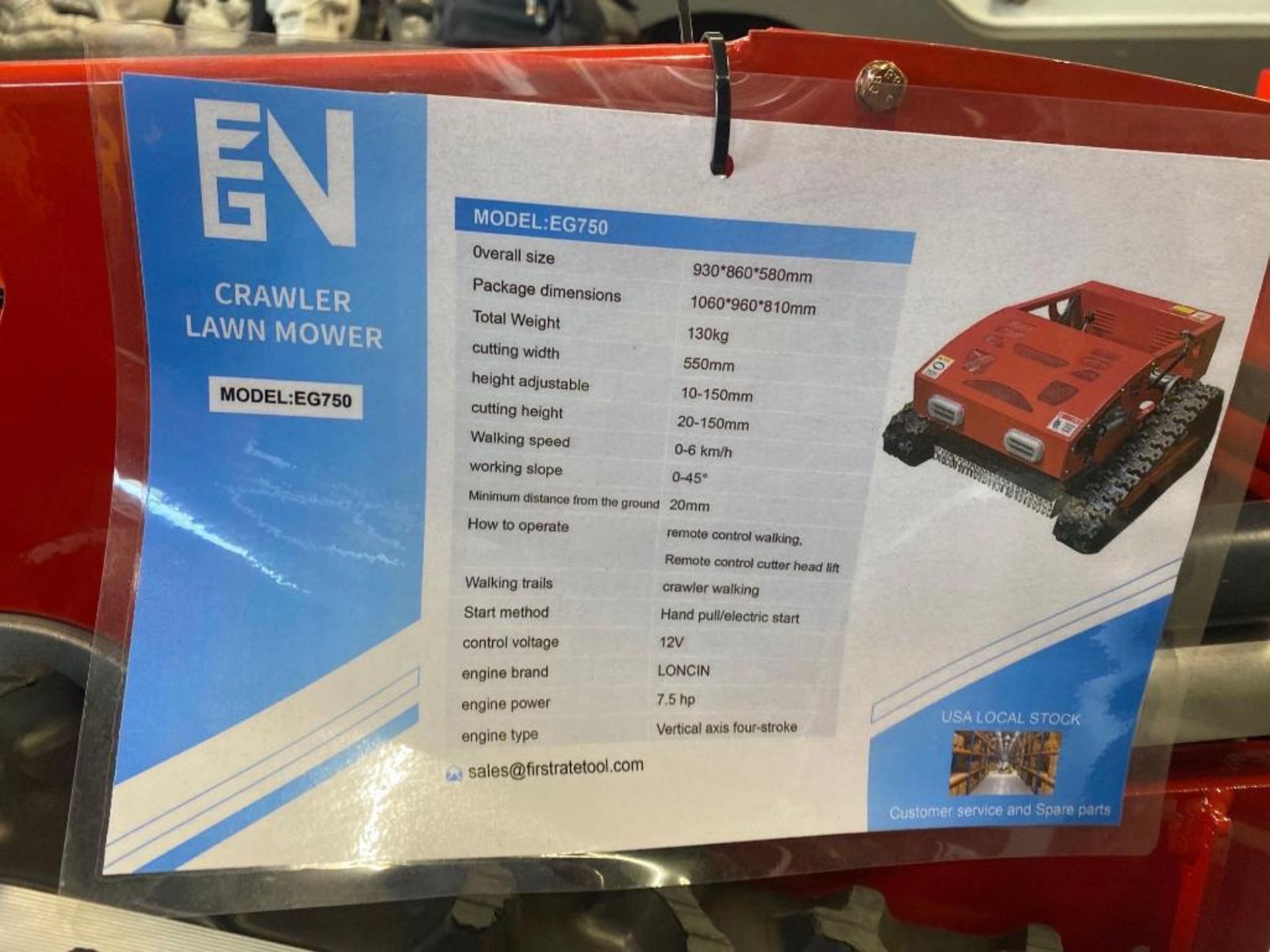 New EGN Co Remote Control Crawler Lawn Mower Model EG-750 - Image 2 of 3