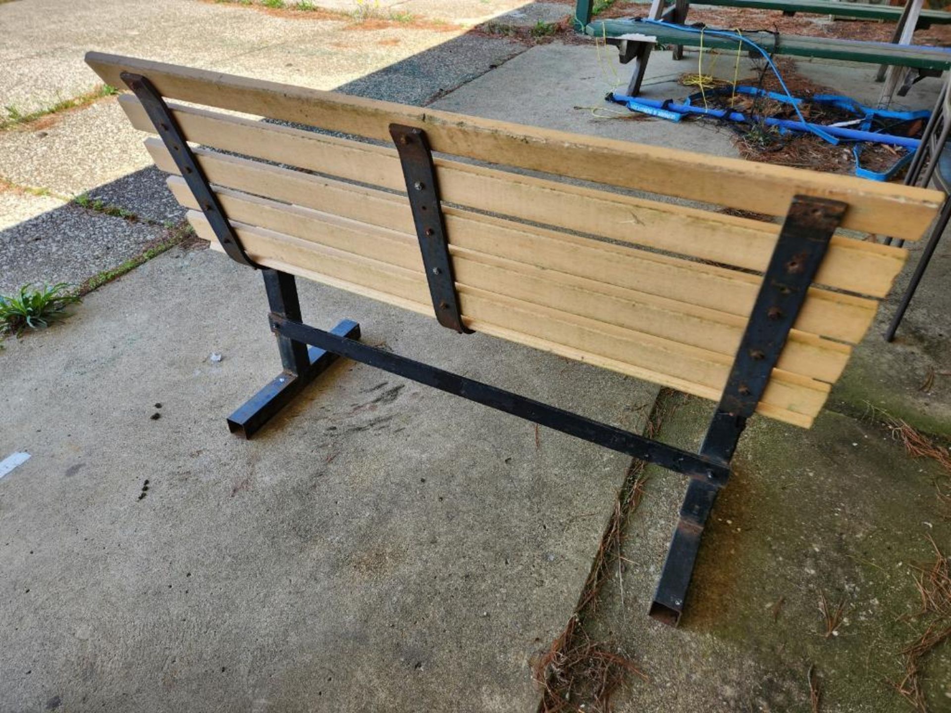 Steel and Wood Bench (located off-site, please read description) - Image 2 of 2