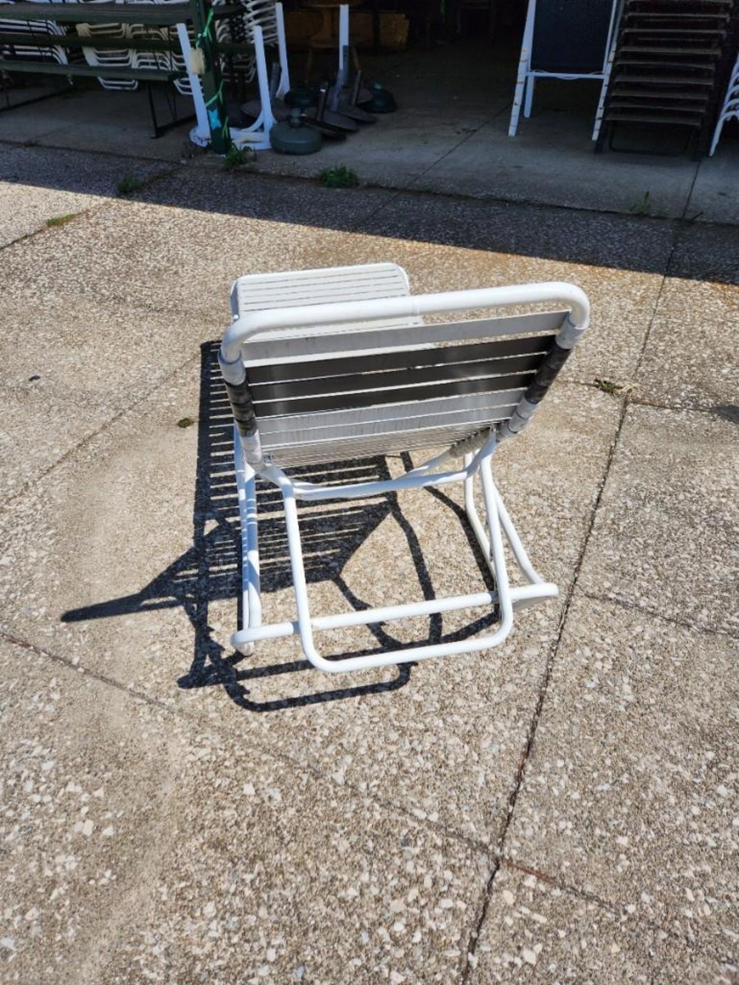 (17) Used Vinyl Strap Poolside Lounge Chairs (located off-site, please read description) - Image 4 of 4