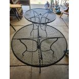 (2) Matching 42" Hampton Bay Round Metal Outdoor Patio Tables (located off-site, please read