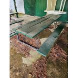 Wrought Iron and Wood Picnic Table (located off-site, please read description)