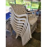(8) Heavy Duty Lawnware Plastic Patio Chairs (located off-site, please read description)