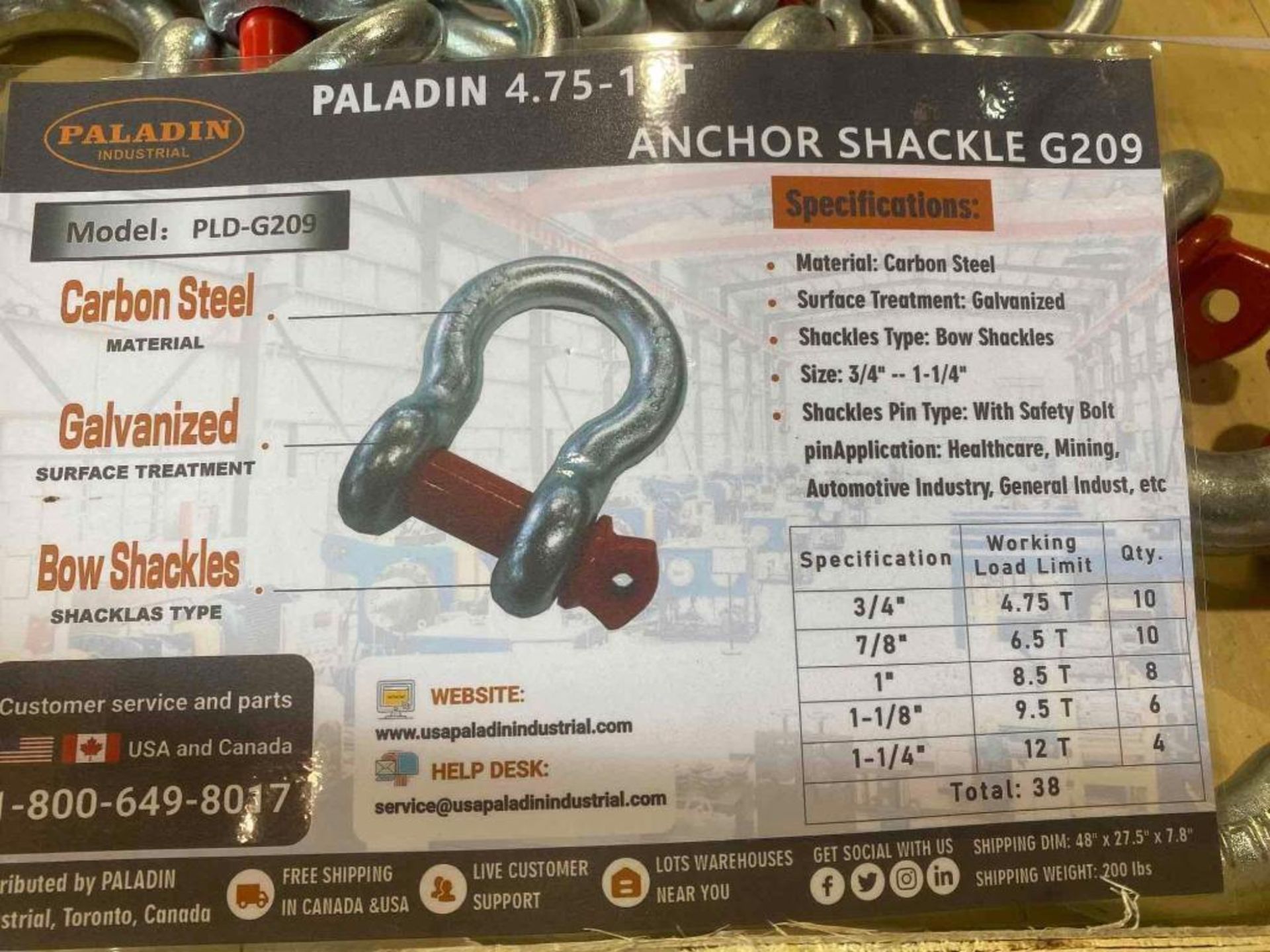 (38) New Paladin Carbon Steel Anchor Shackles - Image 3 of 3