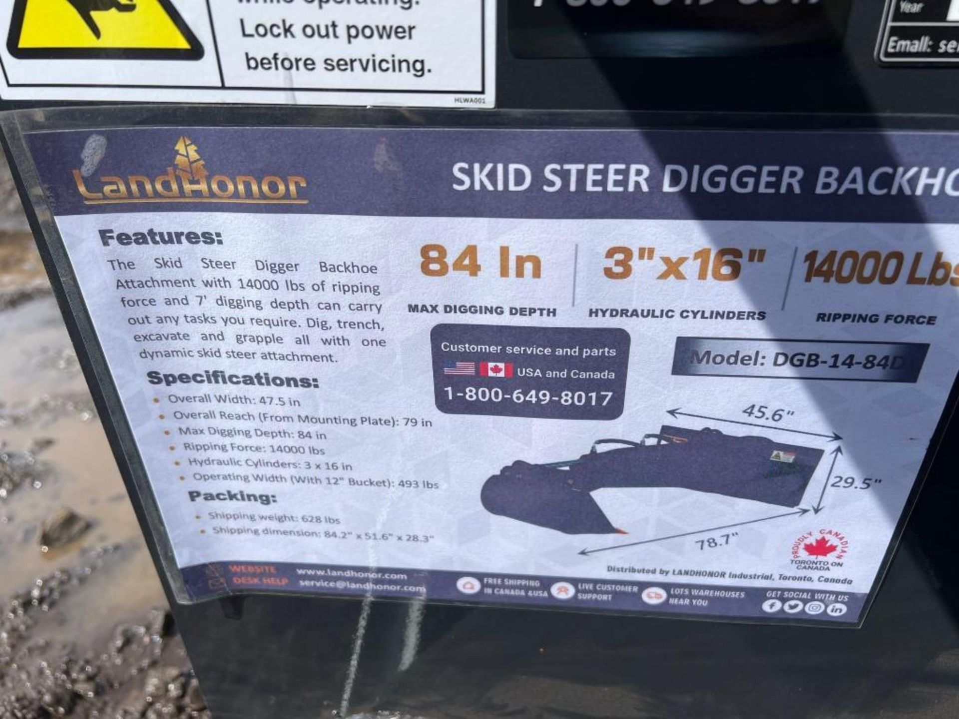 New LandHonor Co. Skid Steer Backhoe Attachment - Image 2 of 3